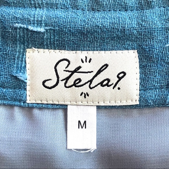 Stela 9 Blue Bosque Skirt in Indigo Cotton Jaspe Sz M High Waisted Button Front - Picture 8 of 9